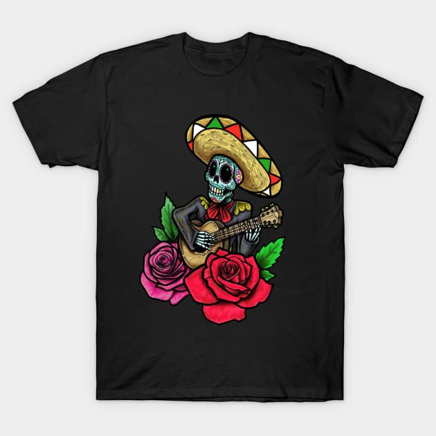 Day of the dead mariachi T-Shirt by Squatchyink